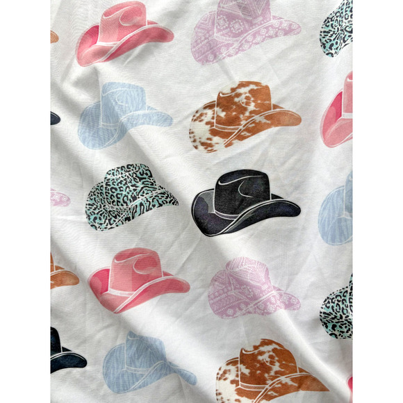 Nylon Apparel Button Down Cowboy Hat Print Blouse 1XL - Picture 3 of 5